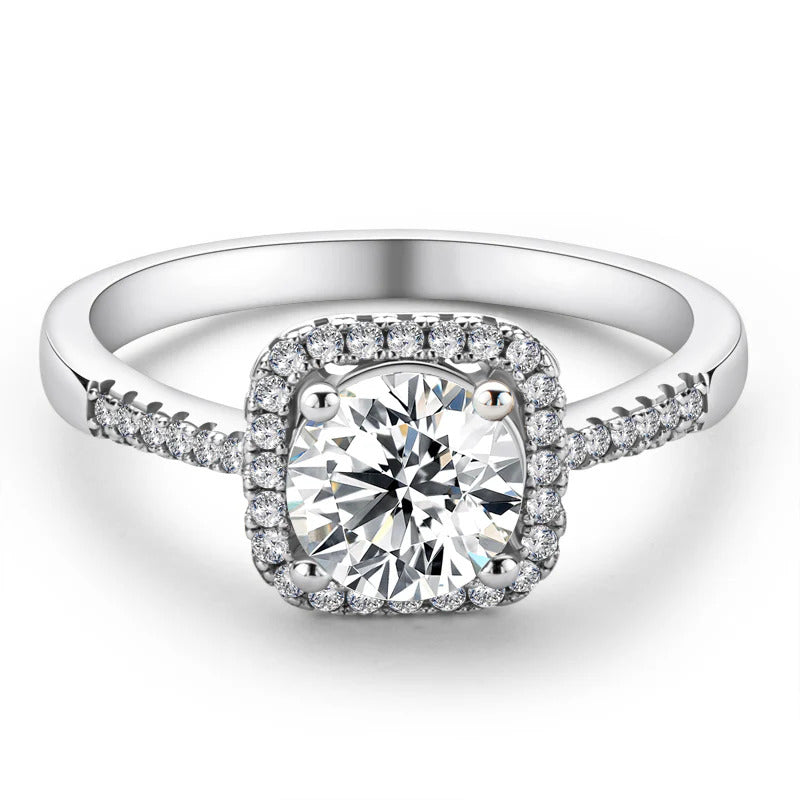 Moissanite Square Halo Ring