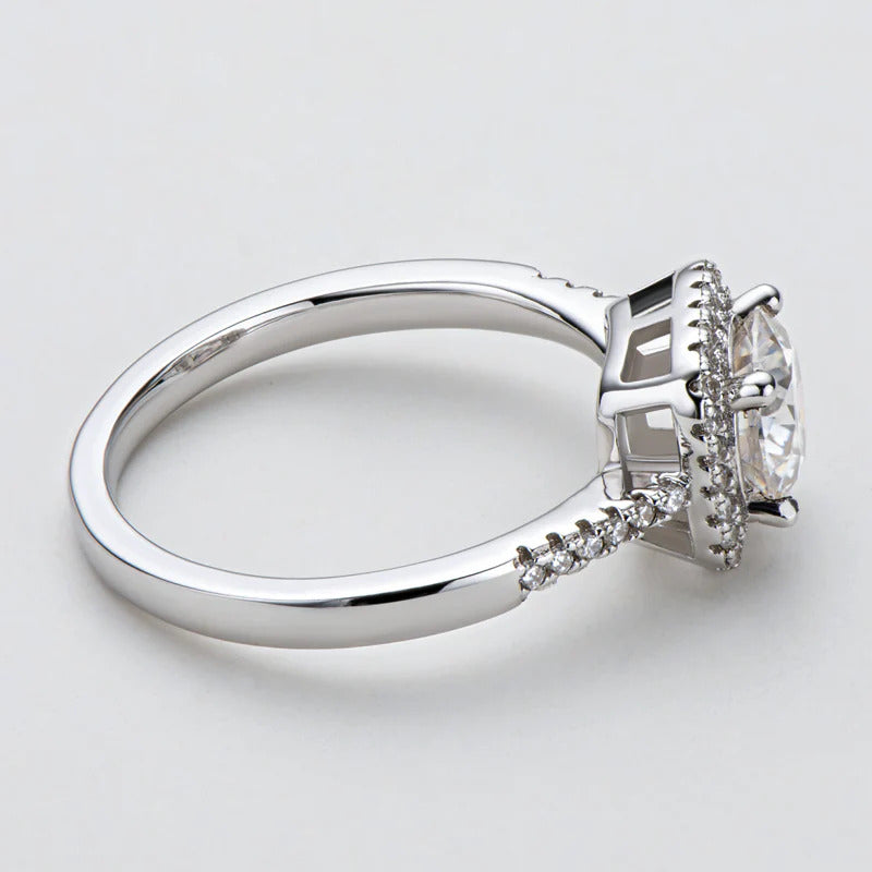 Moissanite Square Halo Ring