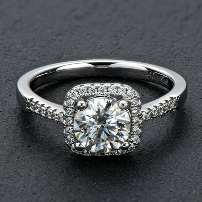 Moissanite Square Halo Ring