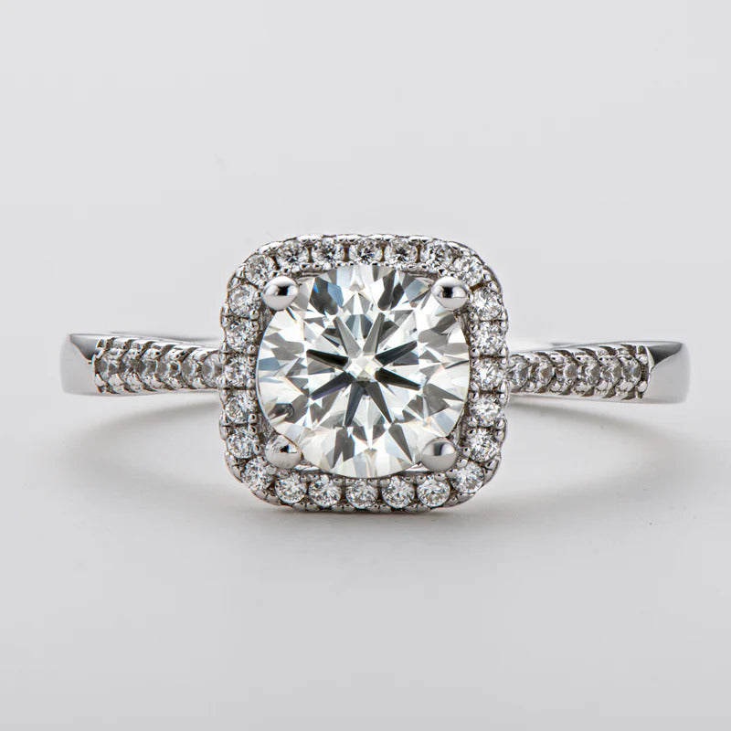 Moissanite Square Halo Ring