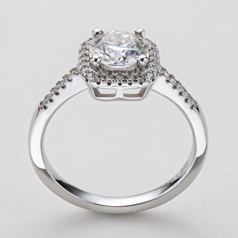 Moissanite Square Halo Ring