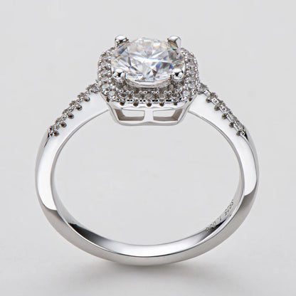 Moissanite Square Halo Ring