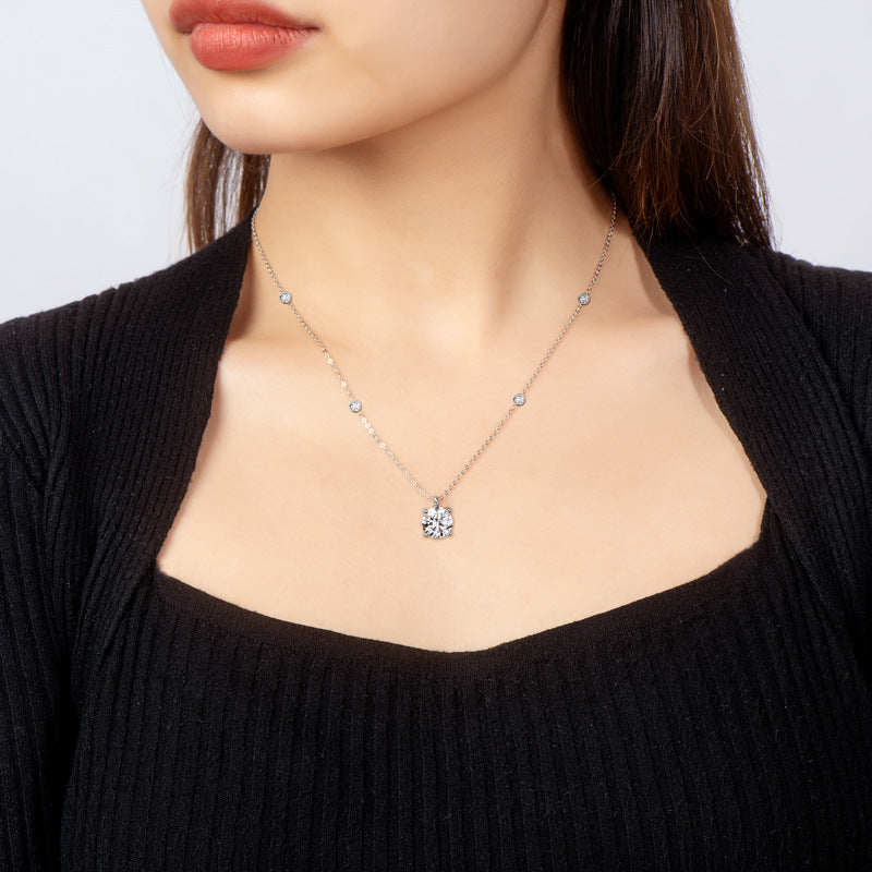 2 Ct Moissanite Silver Necklace