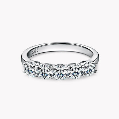 Moissanite Silver Wedding Band