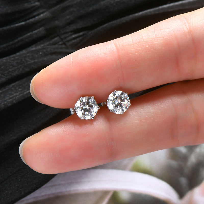 Moissanite Stud Six Claws Earrings