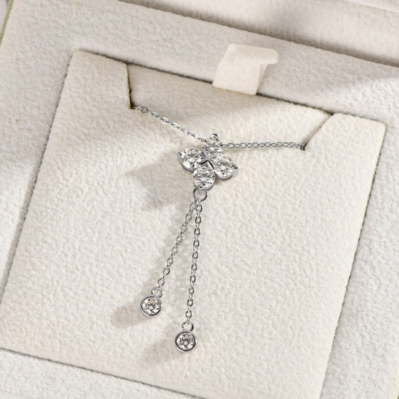 Four-Leaf Clover Moissanite Tassel Pendant