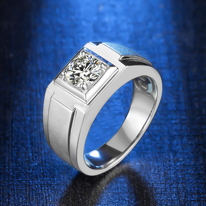 Moissanite Diamond Solitaire Men's Ring