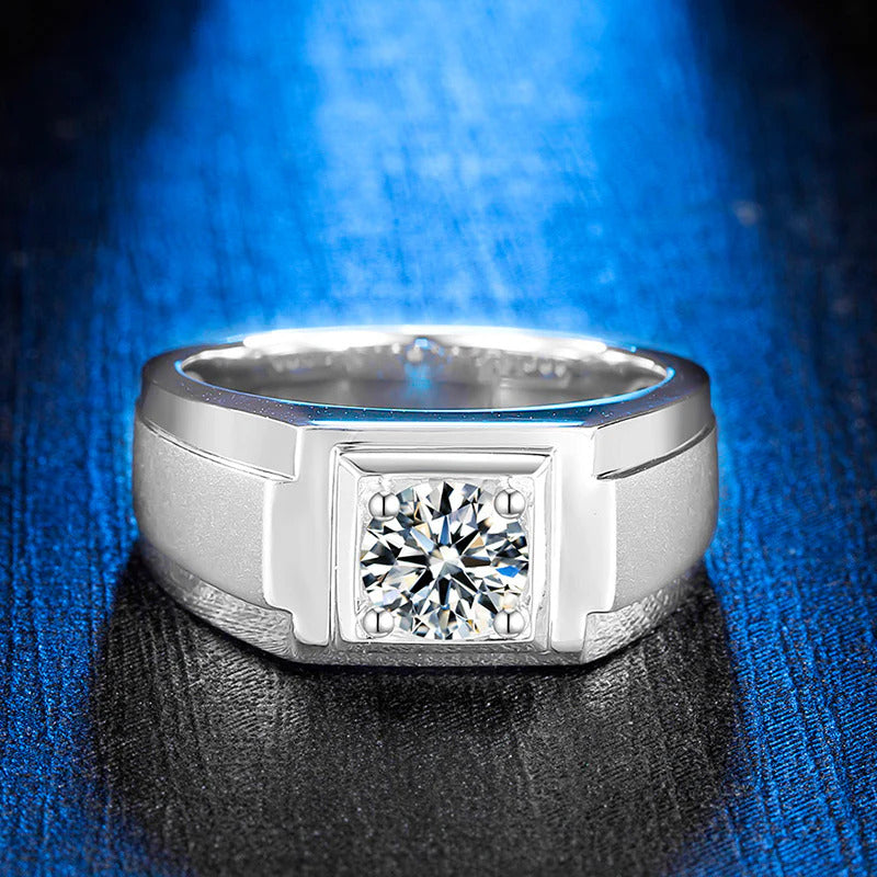 Moissanite Diamond Solitaire Men's Ring