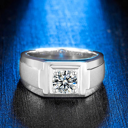 Moissanite Diamond Solitaire Men's Ring