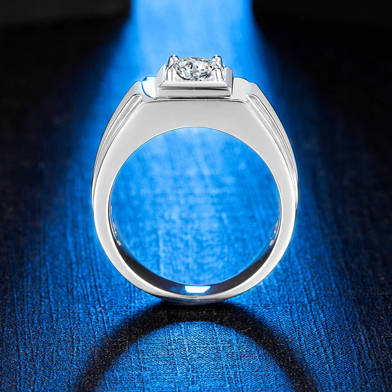 Moissanite Diamond Solitaire Men's Ring