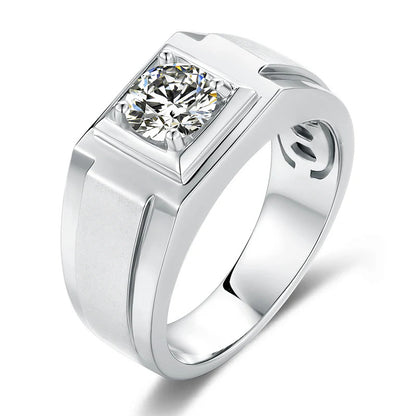 Moissanite Diamond Solitaire Men's Ring