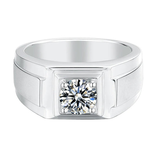 Moissanite Diamond Solitaire Men's Ring