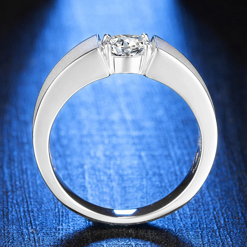 Round Cut Moissanite Solitaire Men's Ring