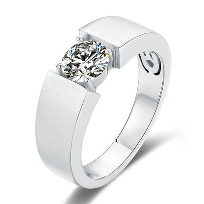 Round Cut Moissanite Solitaire Men's Ring