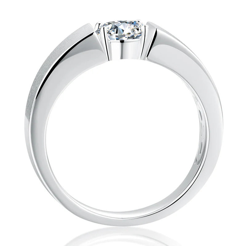 Round Cut Moissanite Solitaire Men's Ring