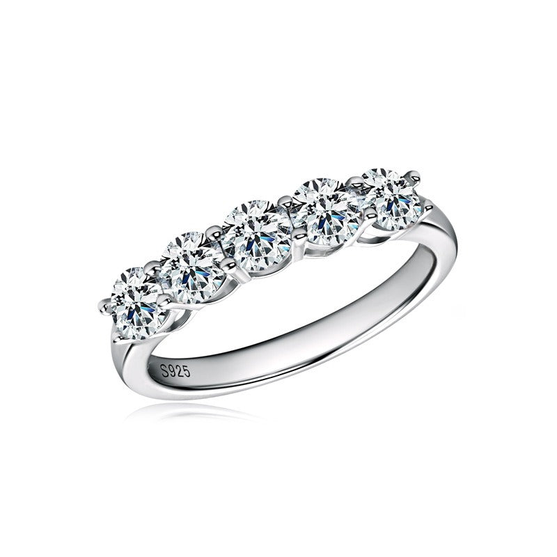 Moissanite Silver Wedding Band