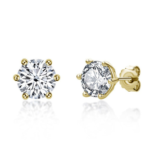 Round Cut Natural Moissanite Diamond Earrings