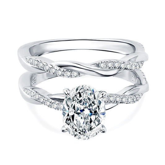 Oval Cut Moissanite Diamond Wedding Set