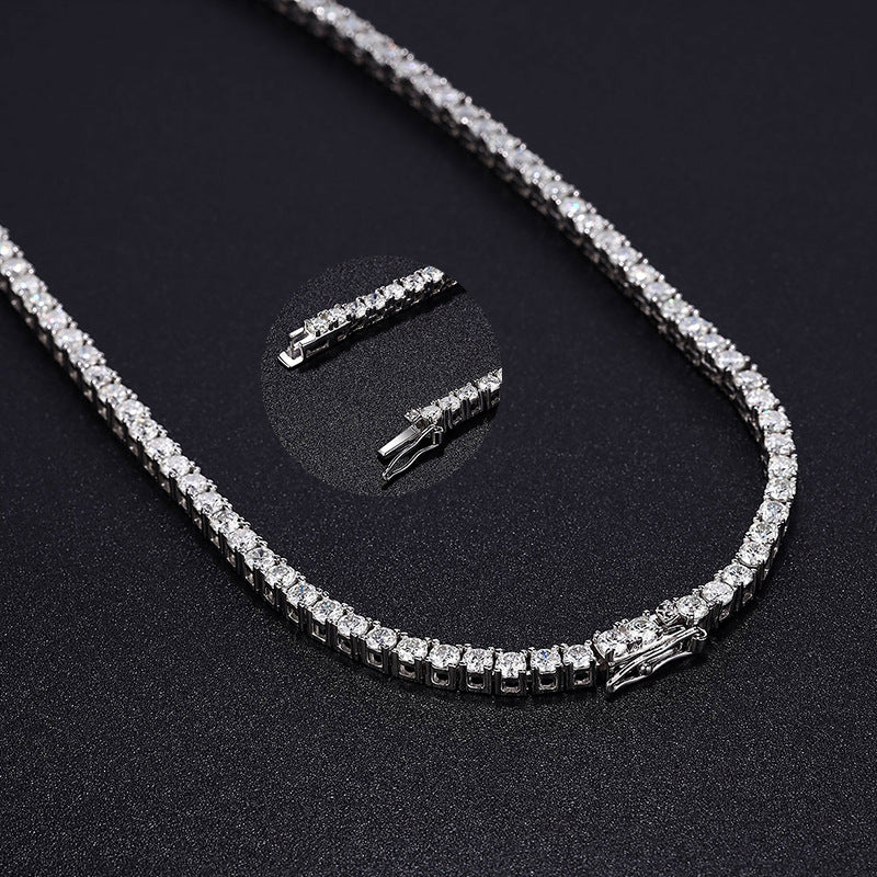 Tennis Eternity Y-Necklace White Gold Plated