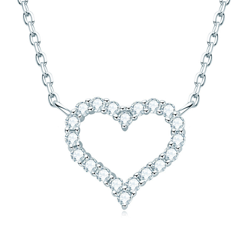 Round Cut Moissanite Heart Pendant Necklace