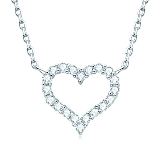 Round Cut Moissanite Heart Pendant Necklace