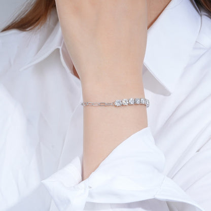 Moissanite Diamond Tennis Bracelet Paper Clip Link