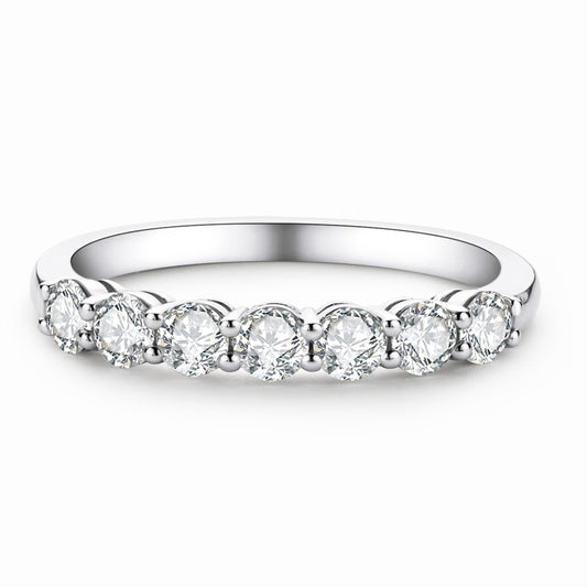 Round Cut Moissanite Diamond Half Eternity Ring