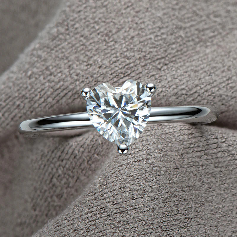 Heart Shaped Moissanite Solitaire Ring