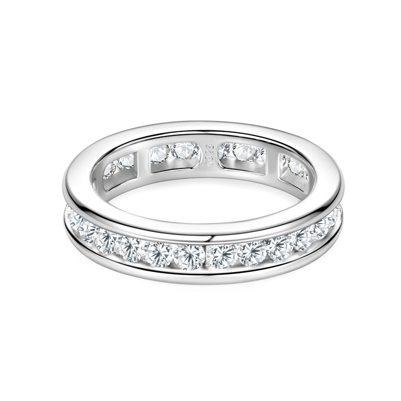 Channel-Set Diamond Wedding Ring White Gold Plated