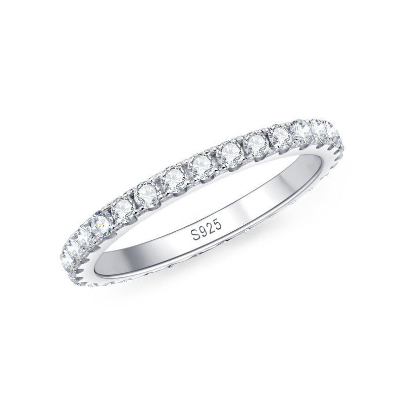 Silver Moissanite Eternity Wedding Band