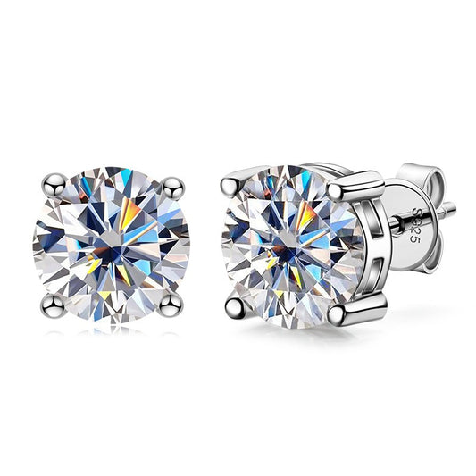 .5-Carat to 5-Carats Classic 4 Prongs Round Moissanite Solitaire Earrings