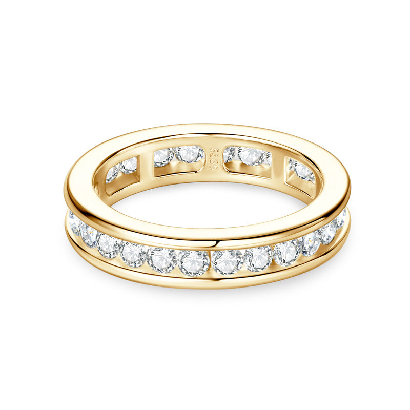 Channel-Set Diamond Wedding Ring Gold Plated