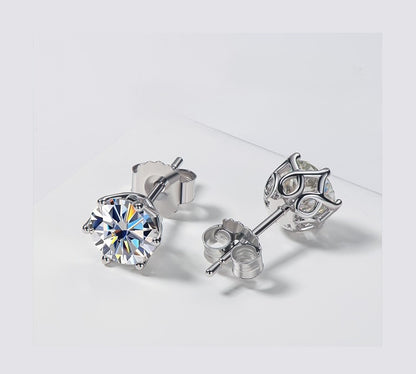 Moissanite Stud Six Claws Earrings