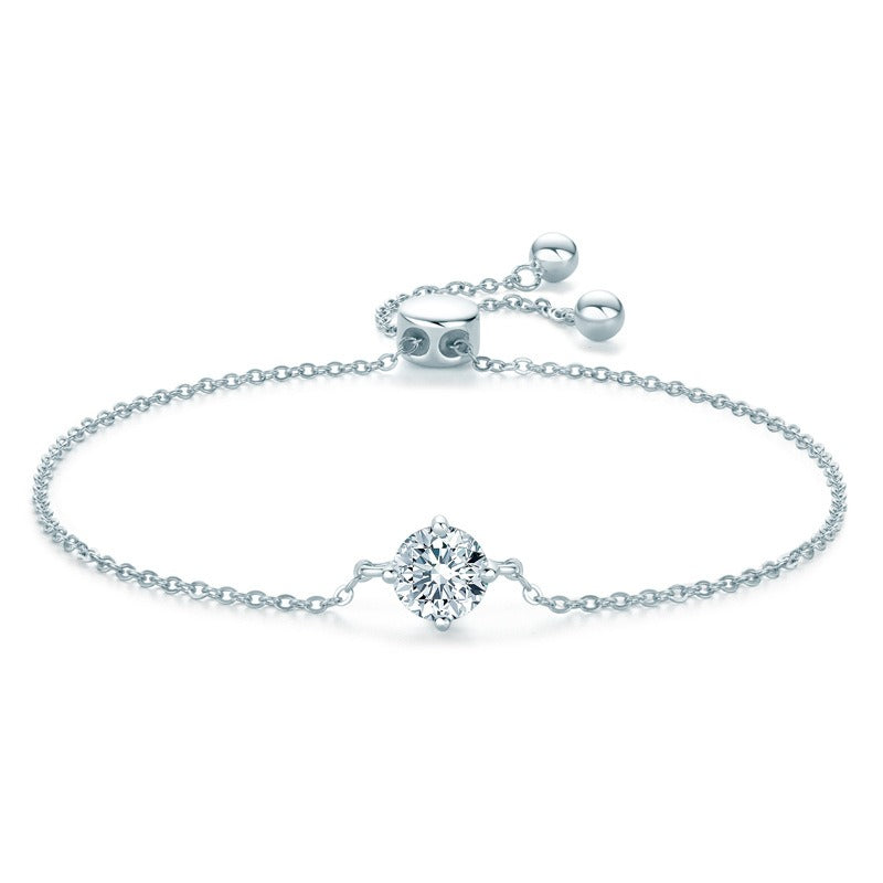 Moissanite Bracelet With Round Solitaire 1 Carat Pendant