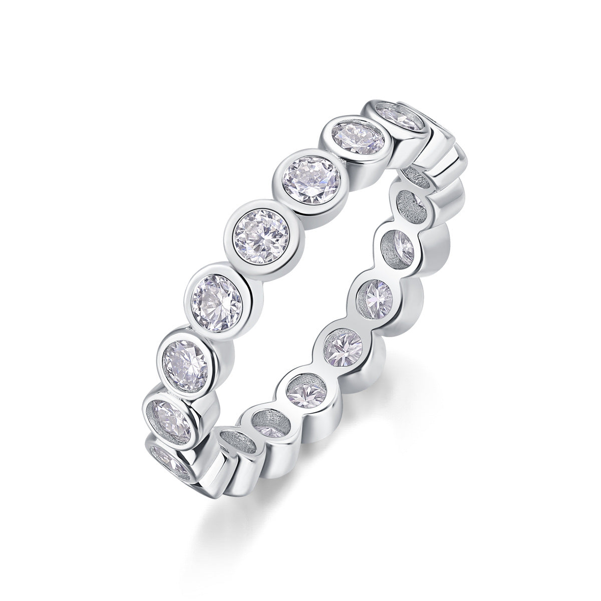 Round Brilliant Bezel Setting Moissanite Eternity Ring 