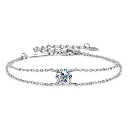 925 Sterling Silver Four Claw Moissanite Bracelet