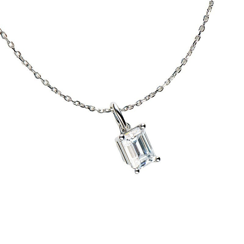 Emerald Cut Moissanite Diamond Pendant