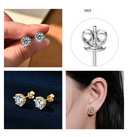 Moissanite Stud Earrings Silver 925