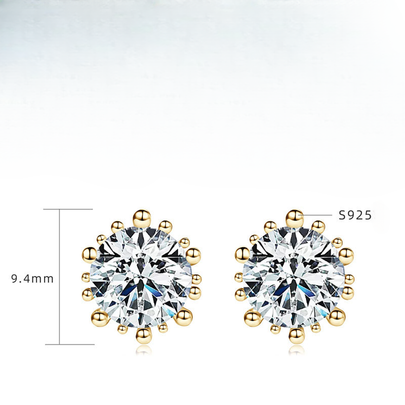 Silver Moissanite earrings, gold plated