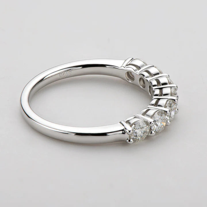 Round Cut Moissanite Diamond Half Eternity Ring