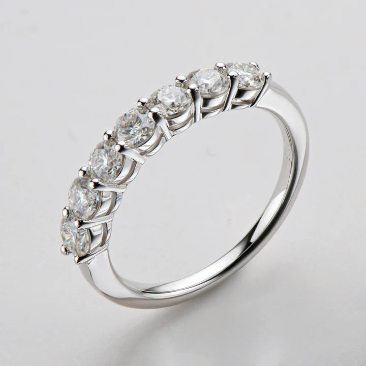 Round Cut Moissanite Diamond Half Eternity Ring