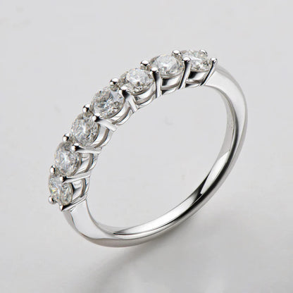 Round Cut Moissanite Diamond Half Eternity Ring