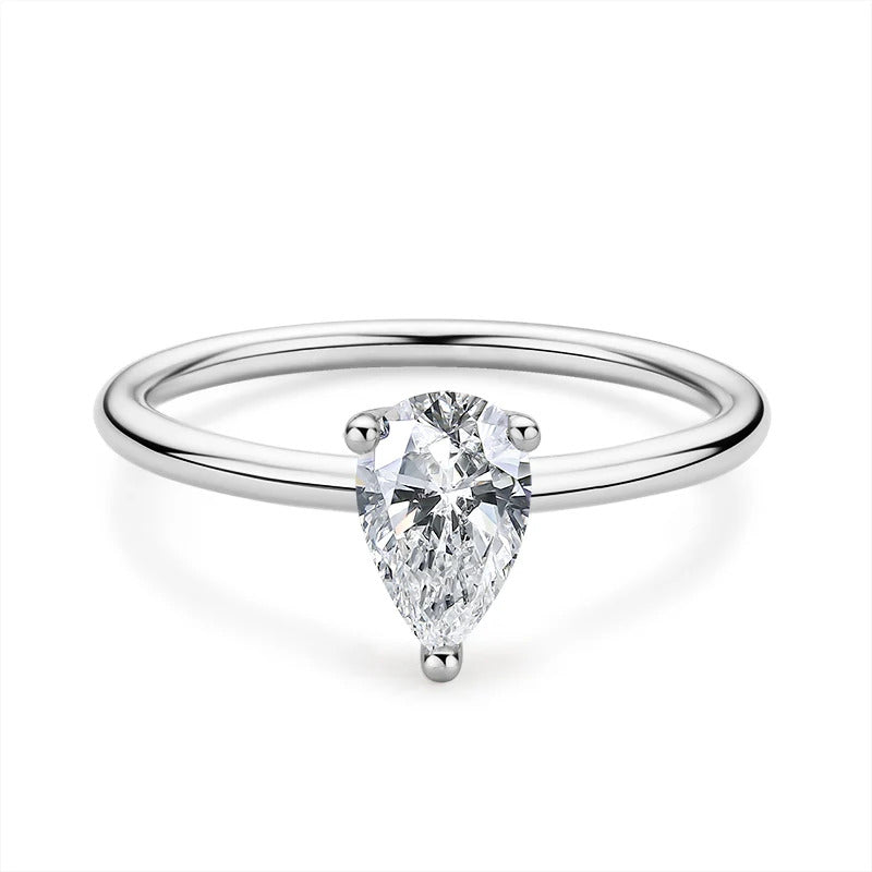 Pear Shaped Moissanite Diamond Solitaire Ring