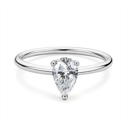 Pear Shaped Moissanite Diamond Solitaire Ring