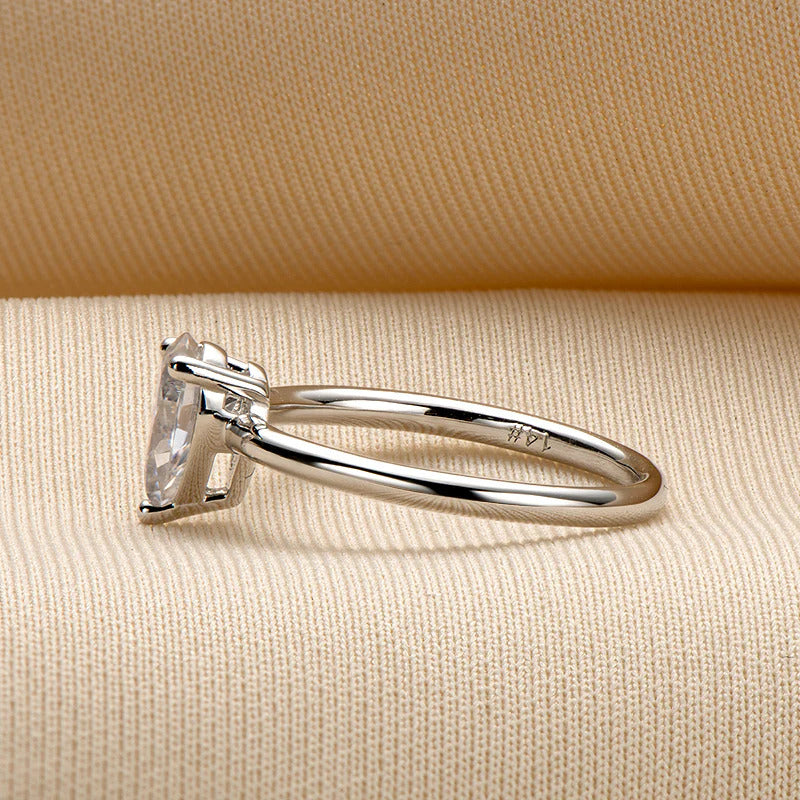 Pear Shaped Moissanite Diamond Solitaire Ring