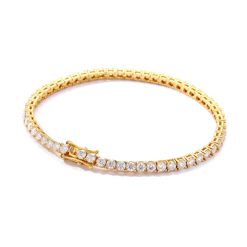 Moissanite Tennis Bracelet 3mm Gold Plated