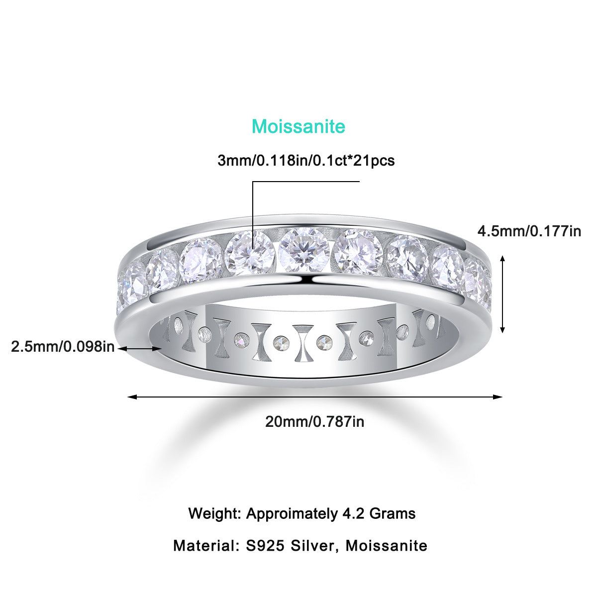 Channel Set Moissanite Eternity Band