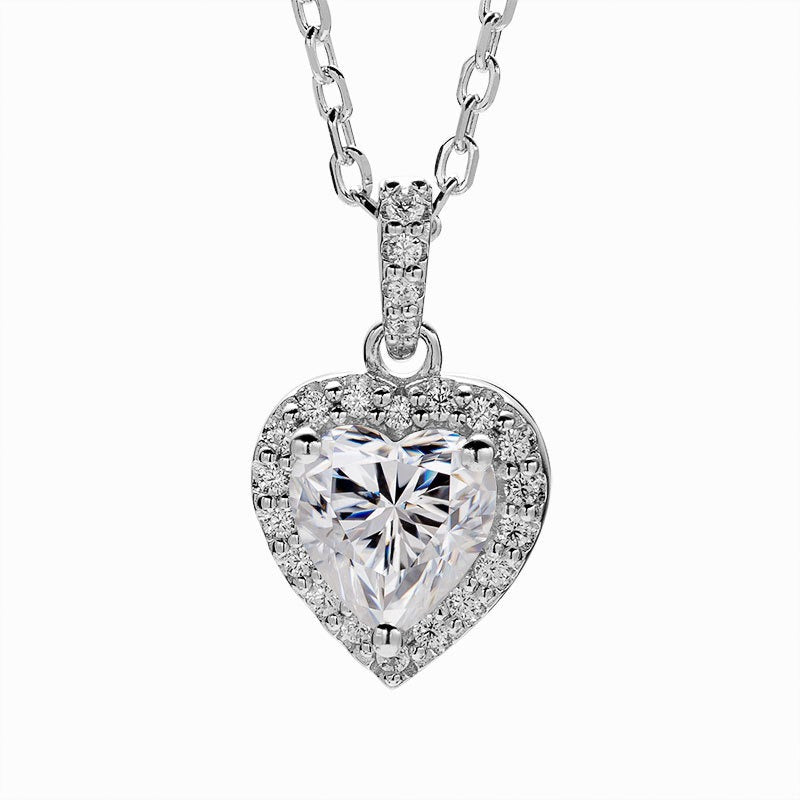 Moissanite Heart Halo Pendant