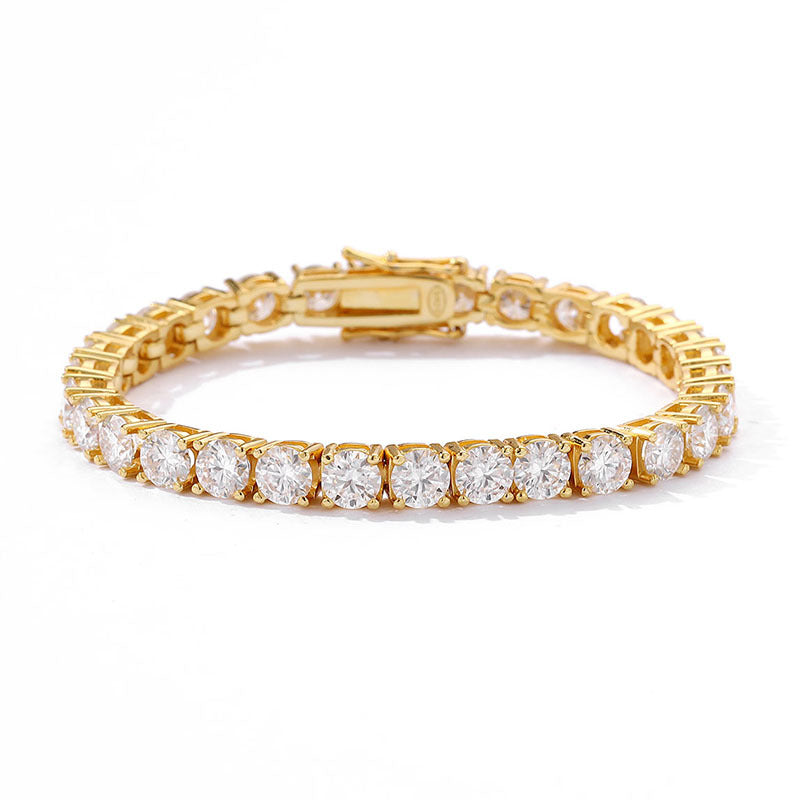 5mm Moissanite Tennis Bracelet Gold Plated