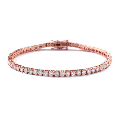 Moissanite Tennis Bracelet 3mm Rose Gold Plated